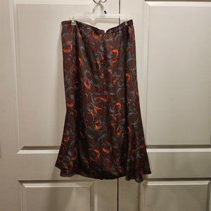 Women's plus size 3X flare brown floral print skirt lined